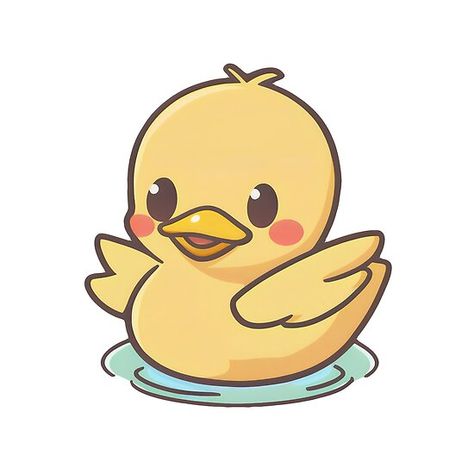 Cute Yellow Little Duck Swimming Cute Duck Clipart, Cute Drawings Of Ducks, Cute Rubber Duck Drawing, Kawaii Duck Drawing, Cute Duck Drawing Kawaii, Cute Duck Painting Easy, Cute Duckling Drawing, Yellow Duck Drawing, Duck Illustration Cute