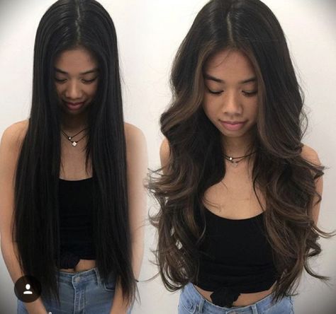 Dark Brown Hair Balayage, Balayage Hair Caramel, Long Hair Highlights, Black Hair Balayage, Hair With Highlights, Brown Hair Inspo, Brunette Hair With Highlights, Black Hair With Highlights, Dark Hair With Highlights