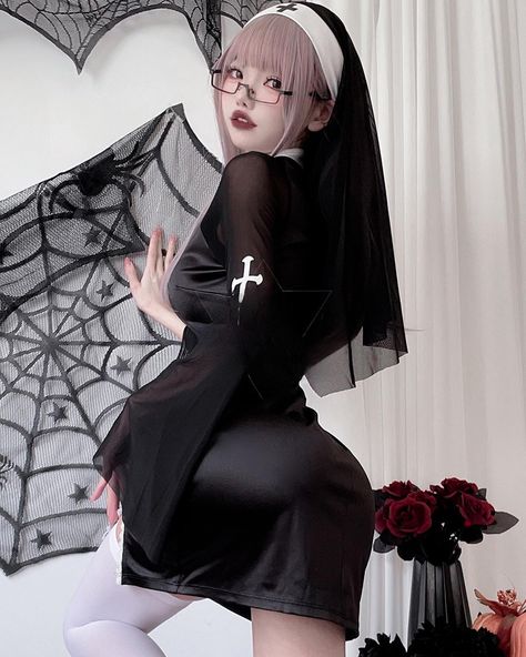 🛍️🛍️Elevate your Halloween with our Nun and Maid dressed, designed to add a touch of mystery and allure to your festivities. 🌟⭐️Which one is your favourite? 🛒👉Search 'XIAJG-009' on devilinspired.com #devilinspired #cosplay #cosplaycostume #halloween #halloweencostume #maiddress Maid Photoshoot, Vampire Nun, Nun Cosplay, Nun Outfit, Angelic Aesthetic, Nun Costume, Cosplay Clothes, Mouth Drawing, Dark Dress