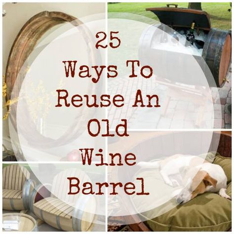 Brilliant Ways You Can Reuse An Old Wine Barrel Barrel Garden Ideas, Diy Whiskey Barrel, Wine Barrel Diy, Wine Barrel Garden, Whiskey Barrel Decor, Wine Barrel Decor, Wine Barrel Crafts, Wine Barrel Bar, Barrels Diy