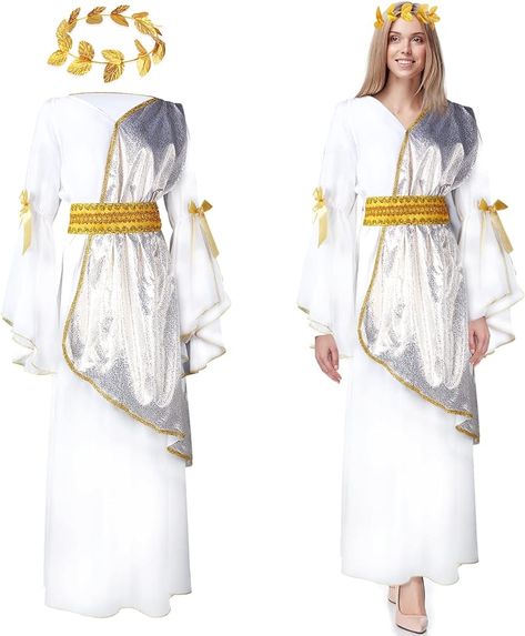 Amazon.com: Geyoga 2 Pcs Halloween Women's Toga Costume, Include Greek Dress and Roman Crown Leaf Wreath (2X-Large) : Clothing, Shoes & Jewelry Greek Costume Girl, Roman Crown, Roman Princess, Greek Toga, Roman Toga, Greek Dress, Toga Costume, Roman Costume, Greek Costume