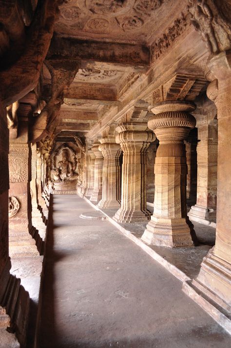 Rock-cut cave temple, India Cave Temple, Ancient Indian Art, Arte Yoga, India Travel Places, Indian Temple Architecture, Ancient Indian Architecture, Color Script, Temple Architecture, Hampi