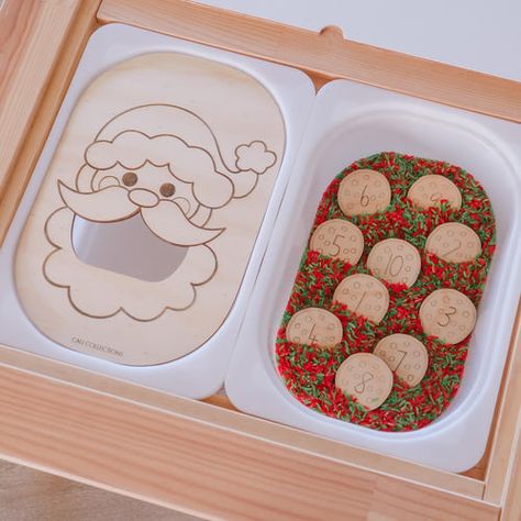 Trofast Insert, Ikea Flisat Table, Sensory Materials, Ikea Trofast Storage, Christmas Wrapping Diy, Paddle Pop, Ikea Trofast, Santa Cookie, Pop Stick