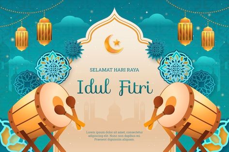 Gradient background for eid al-fitr cele... | Free Vector #Freepik #freevector #idul-fitri #raya-aidilfitri #idul #hari-raya Hari Raya Aidilfitri 2024, Raya Aidilfitri, Eid Decorations, Hari Raya Idul Fitri, Selamat Hari Raya, Vector Gradient, Eid Cards, Eid Decoration, Idul Fitri