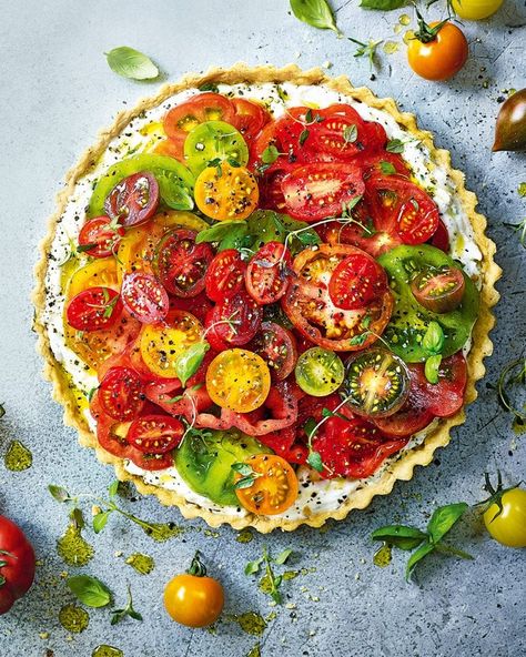 Ricotta Tomato, Ricotta Tart, Pesto Vinaigrette, Pizza Fritta, Tomato Tart, Delicious Magazine, Savory Tart, Addison Rae, Tomato Recipes