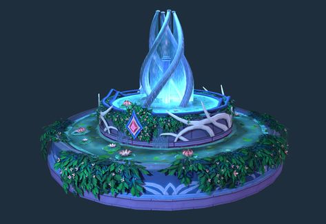 "Suramar Inspired Fountain" by Emily Faye McLeod Fantasy Fountain Art, Fountain Concept Art, Hogsmeade Aesthetic, Fantasy Fountain, Magical Fountain, Storyboard Tips, Minecraft Steampunk, Magic Fountain, Pink Car Accessories