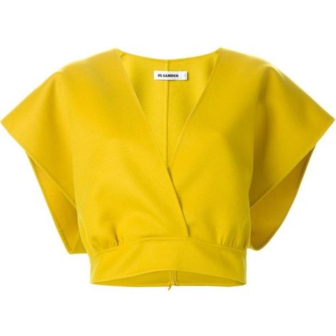 Jil Sander Cropped Wrap Top ($851) ❤ liked on Polyvore featuring tops, jil… Yellow Crop Top Outfit, Yellow Clothes, Shirts Crop, Yellow Crop Top, Yellow Shirt, Wrap Crop Tops, Yellow Shirts, Cropped Tops, Cute Crop Tops