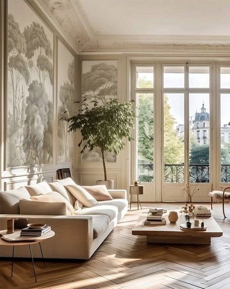 Italian Home Design Architecture, French Modern Interior Design Parisian Apartment, Contemporary Italian Interiors, Living Room Two Sofas, Living Room Parisian, New Classic Living Room, Paris Living Room, Paris Interior Design, Art Deco Salon