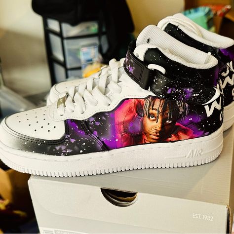 These Are New Air Force 1 Shoes, Never Worn With Tags And Has Excellent Album Cover From Juice Wrld Legends Never Die Album. Feel Free To Make Reasonable Offer. Juice Wrld Shoes, Juice Wrld Legends Never Die, Air Force New, Custom Jordan Shoes, New Air Force 1, Custom Jordan, Nike Jordan 1 Mid, Nike Shoes Women Fashion, Painted Shoes Diy