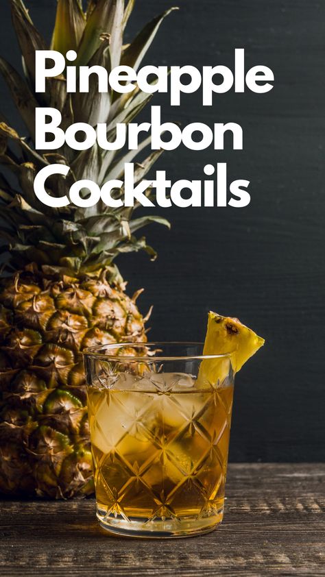 Pineapple Bourbon Cocktails Burbon Drinks, Cinnamon Toast Crunch Shot, Bourbon Drinks Recipes, Drinks With Pineapple Juice, Tropical Drink Recipes, Cocktails For A Crowd, Bourbon Cocktail Recipe, Bourbon Cherries, Pitcher Cocktails