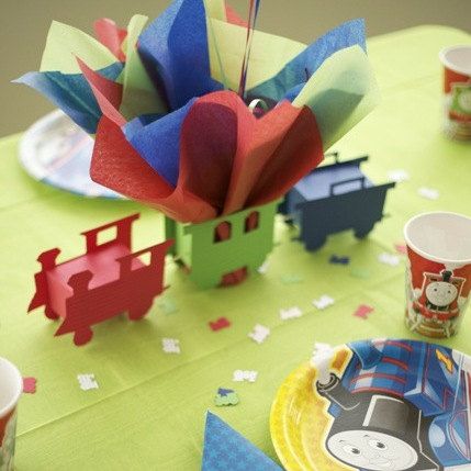 Railroad Birthday Party, Train Themed Birthday Party, Bucket Centerpiece, Train Birthday Theme, Train Costume, Train Party Decorations, Birthday Centerpiece, Train Table, Second Birthday Ideas