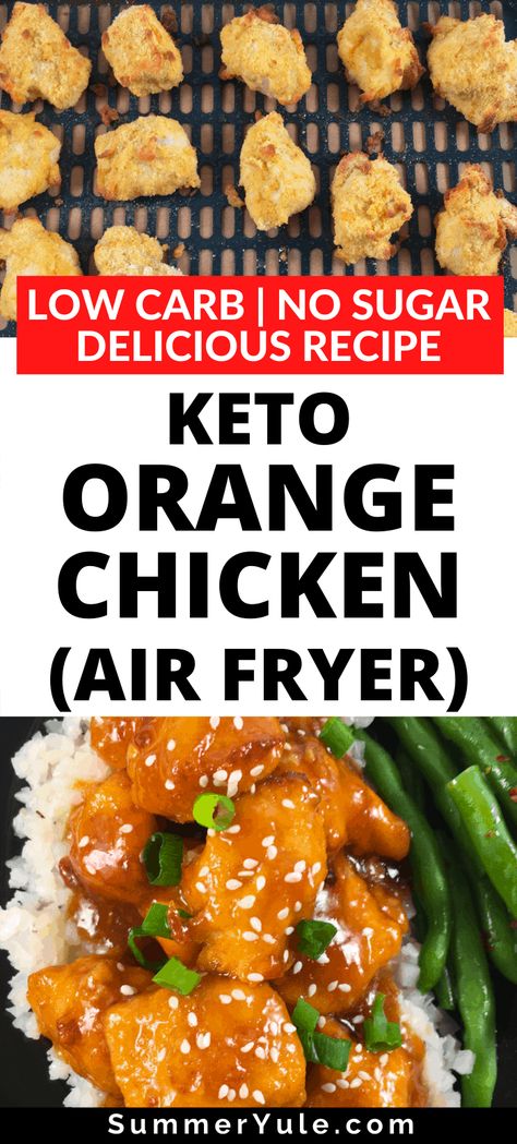 Orange Chicken With Orange Juice, Chicken With Orange Juice, Low Carb Orange Chicken, Macro Dinner, Keto Orange Chicken, Airfryer Keto, Chicken Breading, Orange Ginger Chicken, Air Fryer Recipes Keto