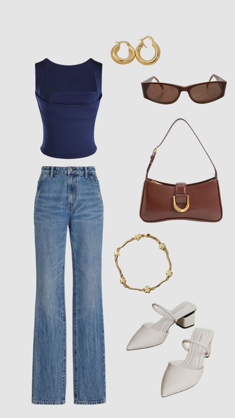 Blue Kitten Heels, Blue Top Outfit, Seattle Summer, Summer Aesthetic Outfit, Charles And Keith, Handbag Essentials, Minimal Outfit, Diva Fashion, Everyday Outfit