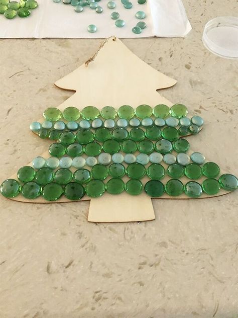 Michaels Craft, How To Make Christmas Tree, Hanging Christmas Tree, Wood Christmas Tree, Crushed Glass, Wooden Christmas Trees, Merry Christmas To You, Glass Christmas Tree, Diy Christmas Tree