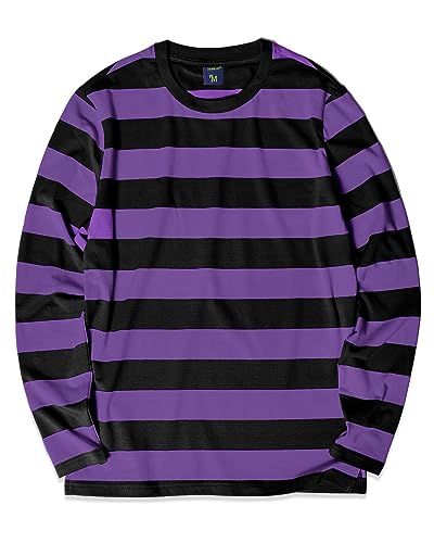 Layering Shirts, Emo Shirts, Striped Shirt Men, Snk Cosplay, Striped Crewneck, Stripe Tee, Striped Jersey, Mens Stripes, Striped Long Sleeve Shirt