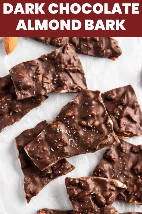 best dark chocolate almond bark recipe Dark Chocolate Almond Bark, Almond Bark Recipes, Best Dark Chocolate, Mouthwatering Desserts, Dark Chocolate Almonds, Almond Bark, Bark Recipe, Chocolate Nuts, Chocolate Almond