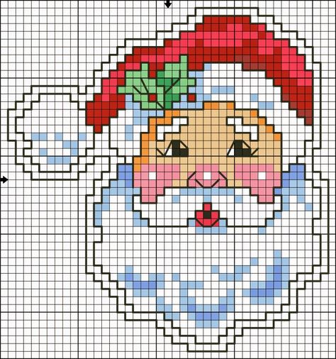 Knitting Graphs, Santa Klaus, Santa Cross Stitch, Holiday Cross Stitch, Xmas Cross Stitch, Winter Cross Stitch, Cross Stitch Christmas Ornaments, Pola Kristik, Beaded Cross Stitch