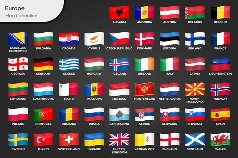 Download this collection of flags of Europe in vector. Descarga esta colección de banderas de Europa en vector Flags Of Europe, England And Scotland, Macedonia, Lithuania, Estonia, Slovenia, Croatia, Premium Vector, Finland