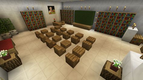 Minecraft School Classroom Desk Lab Furniture Minecraft School Ideas Classroom, Minecraft School Interior, School Minecraft Ideas, Minecraft Classroom Ideas, Classroom Minecraft, Minecraft School Building, Minecraft School Ideas, Minecraft Pretty, Minecraft Classroom