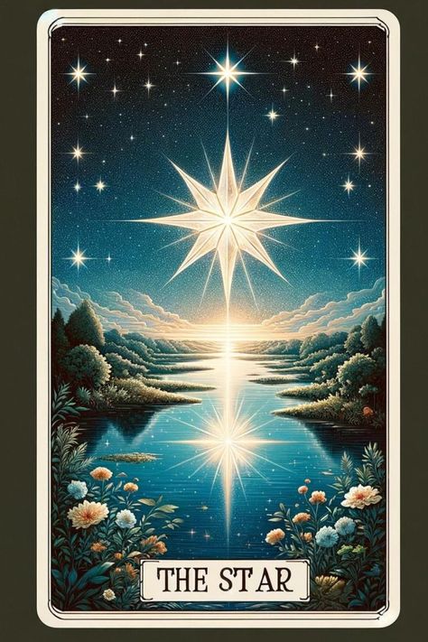 The Star Tarot card represents optimism, promise, and rejuvenation.  This card represents hope, but we must seek it out.  Its upright and inverted meanings may influence love, career, wealth, health, and spirituality. The Star Tarot Wallpaper, The Star Tarot Card Art, Star Tarot Card Meaning, The Star Tarot Card, Star Tarot Card, The Star Tarot, Arcana Tarot, The Sun Tarot, Free Spirit Quotes