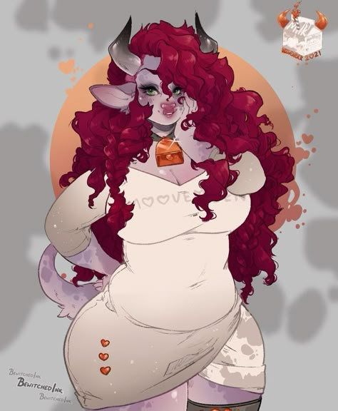 Female Cow, Arte Doodle, Plus Size Art, Cow Art, Cute Art Styles, Flat Color, Year Anniversary, Fantasy Character Design, Character Design Inspiration