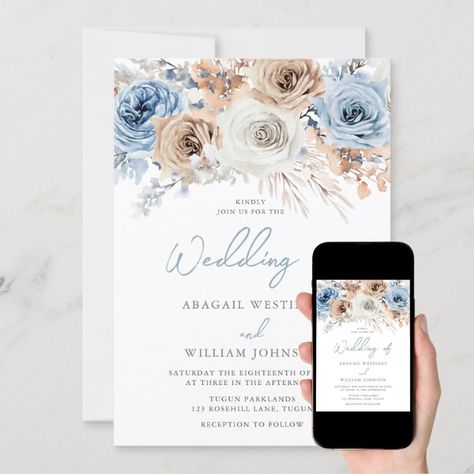 Boho Blue: Dusty Blue Bohemian Floral Wedding Invitation  Zazzle William Johnson, Wedding Anniversary Invitations, Bohemian Floral, Anniversary Invitations, Floral Wedding Invitations, Dusty Blue, Wedding Anniversary, Invitation Cards, Floral Wedding