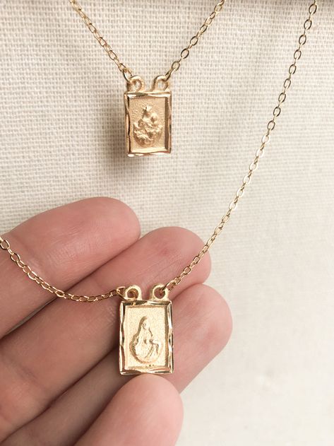 Scapular Necklace, Sacred Jewelry, Jesus Necklace, The Sacred Heart Of Jesus, Catholic Necklace, The Sacred Heart, Sacred Heart Of Jesus, First Communion Gifts, Catholic Medals