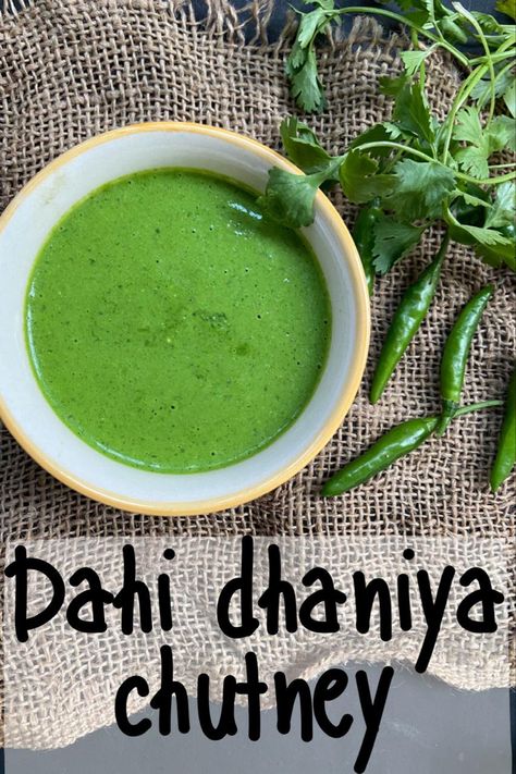 Easy and delicious restaurant style dahi chutney recipe|cilantro yogurt chutney: spicy, garlicky, cumin flavour, creamy, silky and coriander aroma🤤. sounds yum. Isn’t it? I love this chutney, it is very flavorful. #yogurt Dahi Chutney, Indian Chutney Recipes, Spicy Snacks Recipes, Breakfast Recipes Indian, Chutney Recipe, Chaat Recipe, Vegetarian Snacks Recipes, Spicy Snacks, Indian Dessert Recipes