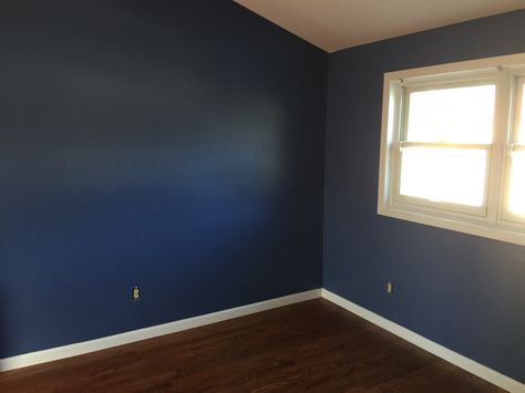 Color: Benjamin Moore (825) Blue Nova Benjamin Moore Van Deusen Blue, Navy Paint Colors, Van Deusen Blue, Navy Bedrooms, Navy Blue Bedrooms, Blue Bedroom Design, Interior Paint Colors Schemes, Navy Paint, Dark Blue Walls