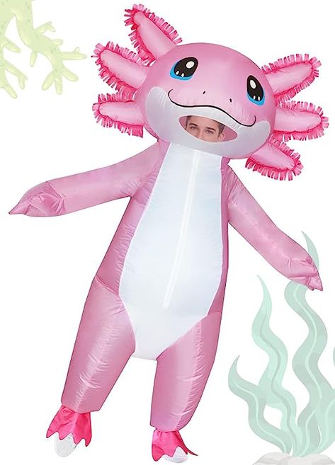 ZIZWO Inflatable Costume Adult Axolotl Costumes Halloween Blow Up Costume Pink Axolotl Costume for Women Men Animals Cosplay Party Axolotl Costume, Halloween Blow Ups, Pink Axolotl, Frog Costume, Up Costume, Inflatable Costumes, Pink Costume, Costume For Women, Dinosaur Costume