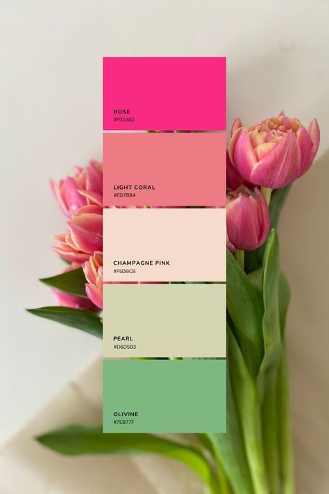 Pale Pink Color Scheme, Pineapple Color Palette, Soft Feminine Color Palette, Pink Palette Colour Schemes, Brand Color Palette Pink, Light Green Color Palette, Pink Green Color Palette, Green And Pink Color Scheme, Pink And Green Colour Palette