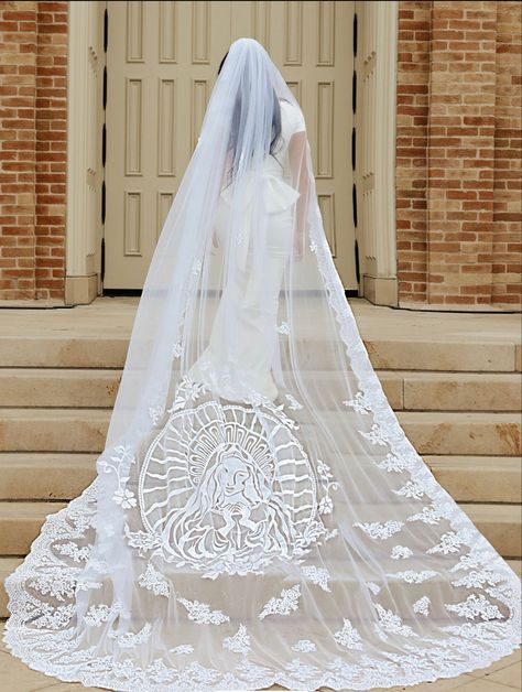 Catholic Church Wedding Dress, Spanish Veil, Embroidery Veil, Veil Embroidery, Mantilla Veil Wedding, Wedding Veil Cathedral, Church Wedding Dress, Custom Veil, Catholic Veil