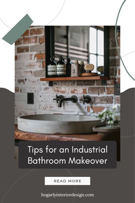 Discover tips for transforming your bathroom into an industrial beauty using chic designs and smart decor choices. This pin highlights easy ideas for a stylish bathroom overhaul. Industrial Apartment Bathroom, Industrial Bathroom Decor Ideas, Industrial Farmhouse Bathroom Ideas, Industrial Interior Design Bathroom, Industrial Chic Bathroom, Small Industrial Bathroom, Industrial Design Bathroom, Industrial Sink Bathroom, Industrial Sink