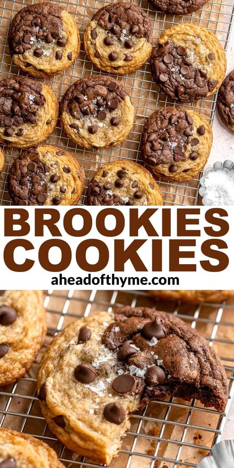 Chocolate Chip Brookies Recipe, Homemade Brookie Recipe, Brownie And Cookie Recipe, Fudgy Chocolate Chip Cookies, Cookie Recipes Chocolate Chip Chewy, Brookies Recipe Cookie Brownies Easy, The Best Cookies Ever, Brookie Recipes Easy, Brookies Recipe With Box Brownies