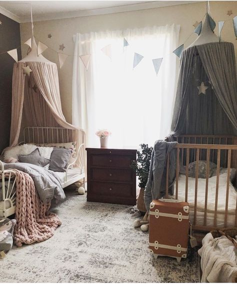 Baby And Toddler Shared Room, Shared Bedroom Ideas, Boy And Girl Shared Bedroom, Toddler And Baby Room, Sibling Room, Shared Nursery, Kids Rooms Shared, Newborn Room, Kids Shared Bedroom