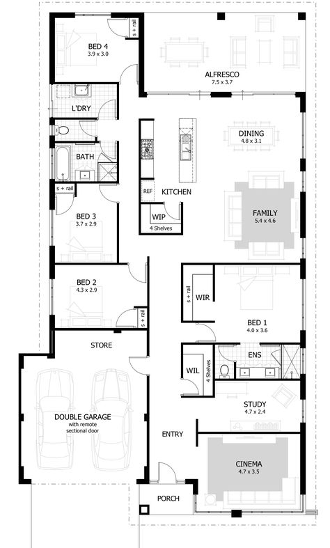 4 Bedroom House Plans & Home Designs | Celebration Homes Small House With 4 Bedrooms, 4 Bed Rooms House Plan One Floor, Four Bedroom House Plans Single Storey, 4 Bedroom House Plans Single Storey, 4 Bedroom House Plans Australia, 4 Bedroom Single Story House Plans, 4 Bedroom One Story House Plans, 4 Bed Floor Plans, Small 4 Bedroom House Plans