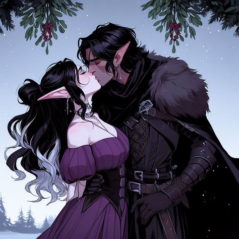 Dnd Romance Art, Female Couple Pose Reference, Dnd Duo Characters, Dnd Couple Art, Dnd Romance, Dnd Couple, Elf Couple, Female Elf, Vampire Books