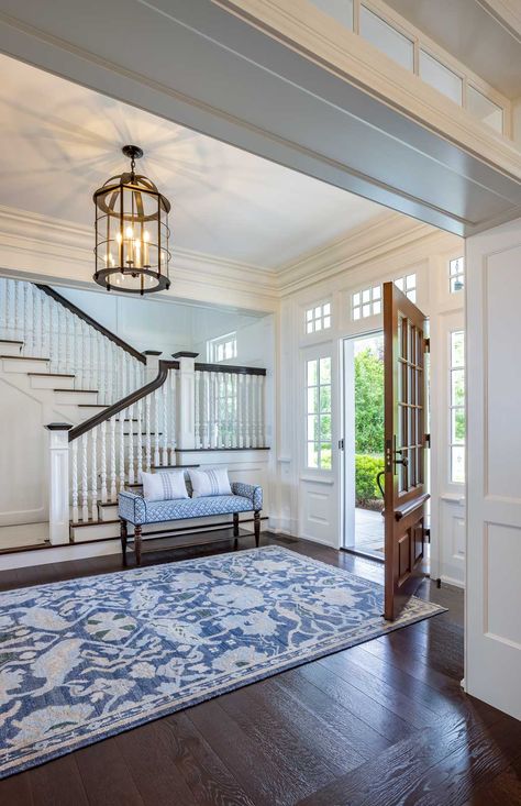 Grand Millennial Decor, Hall Rug, Entrance Way, Boston Design, Shingle Style Homes, Ocean House, Southern Home, Entry Way, Entrance Hall