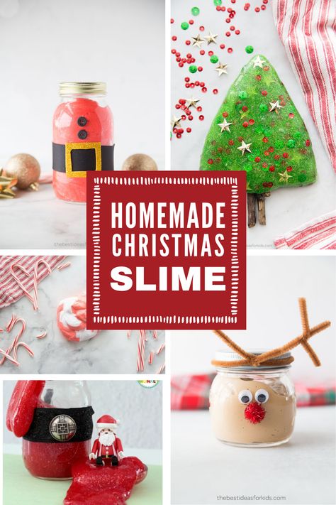 Sensory Christmas Gifts, Christmas Slime Recipe, Gingerbread Slime Recipe, Christmas Slime For Kids, Christmas Slime, Slime Christmas, Winter Slime For Kids, Elf Snot Slime, Diy Christmas Slime