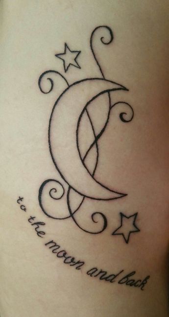 Tattoo Ideas Family, The Moon And Back Tattoo, Moon And Back Tattoo, To The Moon And Back Tattoo, Moon Star Tattoo, Turtle Tattoo Designs, Small Girly Tattoos, Horoscope Tattoos, Mom Tattoo Designs