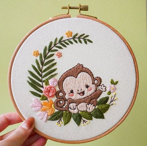 Embroidery Theme, Pig Pattern, Modern Hand Embroidery Patterns, Sheep Pattern, Pdf Embroidery Pattern, Embroidery Hoop Art Diy, Clothes Embroidery Diy, Monkey Pattern, Year Of The Monkey