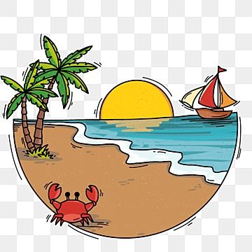 Summer Related Drawing, Beach Illustration Drawing, Simple Beach Drawings, Beach Illustration Art, Beach Drawing Ideas, Sailboat Clipart, Beach Doodle, Summer Drawings, Beach Png