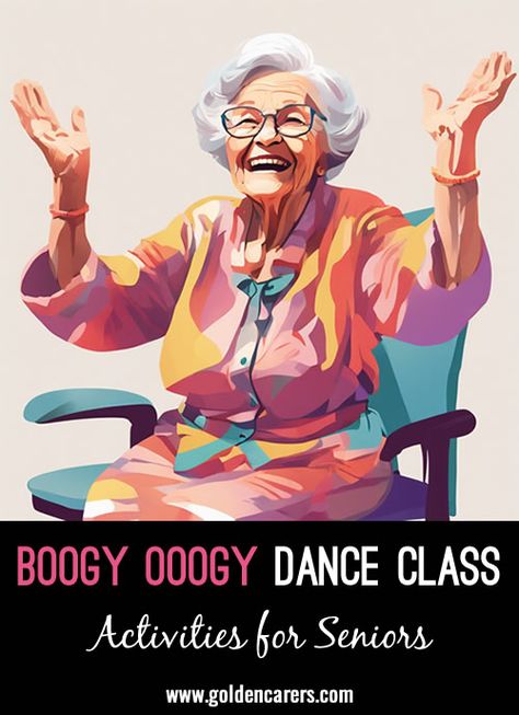 Boogy Ooogy Dance Class: This activity is a fun and engaging choreographed dance class designed to promote physical activity and social interaction among seniors. Dance Activities, Activities For Seniors, Nursing Home Activities, Elderly Activities, Activity Director, Senior Activities, Financial Help, Workout Music, Class Design