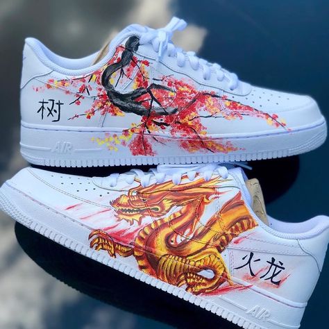 This limited / hype custom Nike Air Force One shoe is handmade and hand painted with acrylic paints (it is both a men's and women's sneaker, a unisex sneaker and a perfect birthday gift or purchase for a sneakerhead). It is available now on The Custom Movement by Yng.pablo, one of many talented artists you can find on The Custom Movement Custom Painted Shoes, Custom Shoes Diy, Nike Shoes Air Force, Jordan Shoes Girls, Custom Nike Shoes, Personalized Shoes, Nike Air Shoes, Cute Nike Shoes, Fresh Shoes