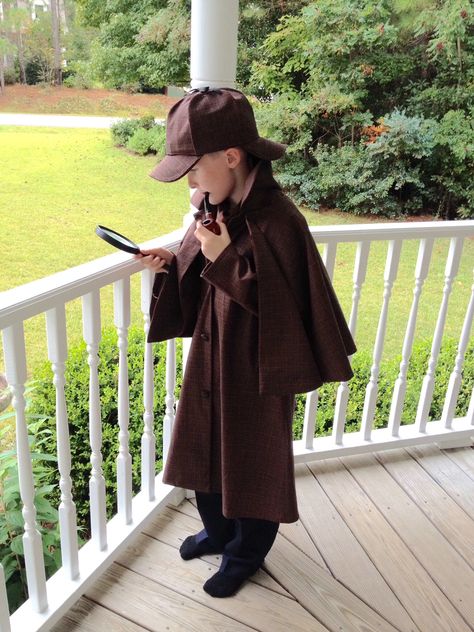 So this Halloween, Trevor, my minion from last year, said he wanted to be the world’s greatest detective. I suggested Sherlock Holmes and after we looked at a few images on Google, he enthusi… Detective Dress, Inspector Gadget Costume, Sherlock Outfit, Sherlock Holmes Costume, Detective Character, Character Interview, Detective Costume, 2017 Halloween Costumes, British Costume