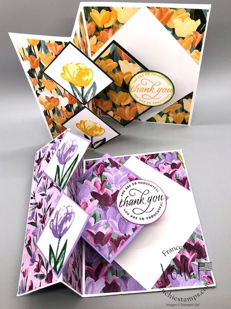 Greeting Card Ideas, Tulips Card, Fancy Fold Card Tutorials, Designer Paper, Interactive Cards, Shaped Cards, Up Book, Cards Greeting, Card Making Tutorials