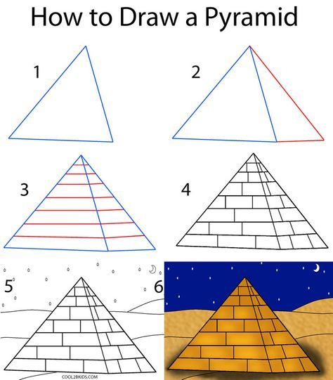 How to Draw a Pyramid Step by Step Drawing Tutorial with Pictures | Cool2bKids Ancient Egypt Crafts, Ancient Egypt Activities, Egypt Lessons, Ancient Egypt For Kids, Egypt Activities, Egyptian Crafts, Ancient Egypt Projects, Egypt Crafts, Egyptian Drawings