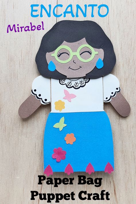 Encanto Crafts For Kids, Encanto Crafts, Paper Bag Puppet Craft, Girl Puppets, Bag Puppet, Encanto Birthday, Puppet Craft, Movie Crafts, Princess Crafts