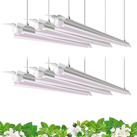 Barrina 4FT T8 Plant Grow Light, 252W(6 x 42W, 1400W Equivalent), Full Spectrum, LED Growing Lamp Fixture for Indoor Plant Growing, with ON/Off Switch & V-Shaped Reflector, Pinkish White, 6-Pack Plant Grow Light, Best Led Grow Lights, Grow Shop, Plant Lights, Grow Light Bulbs, Grow Lamps, Greenhouse Plants, Grow Lights For Plants, Led Grow Light