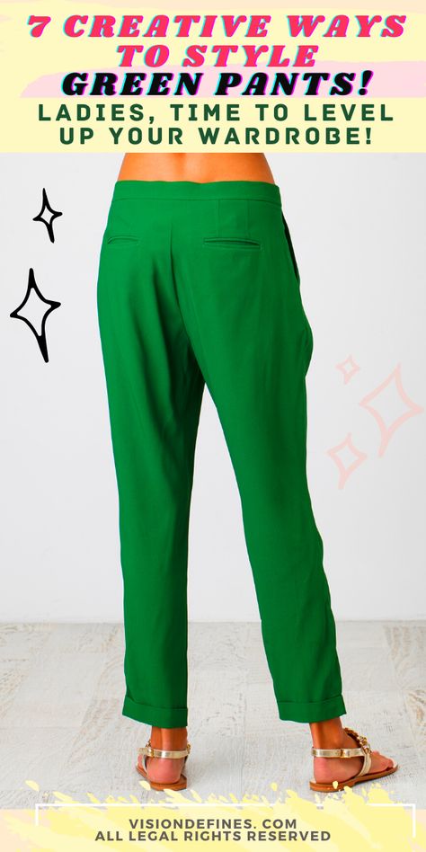 What to wear with emerald green pants - Fashion advice woman tips, fashion ideas outfits. what to wear with green pants fall, wear green pants summer, wear green pants winter, green pants outfits. Fashion advice woman tips, fashion ideas outfits, woman outfit ideas,fashion advice woman style, woman outfit, woman clothes, woman dresses, woman fashion, woman fashion 2020, woman fashion casual, outfit ideas for women,outfit ideas for women in 20s #womenfashion #stylingtips #outfittips #greenpants Olive Green Pant Outfit, Green Pant Outfit, Green Pants Outfit Work, Green Pants Fashion, Emerald Green Pants, Green Trousers Outfit, Kelly Green Pants, Olive Pants Outfit, Tailored Pants Outfit